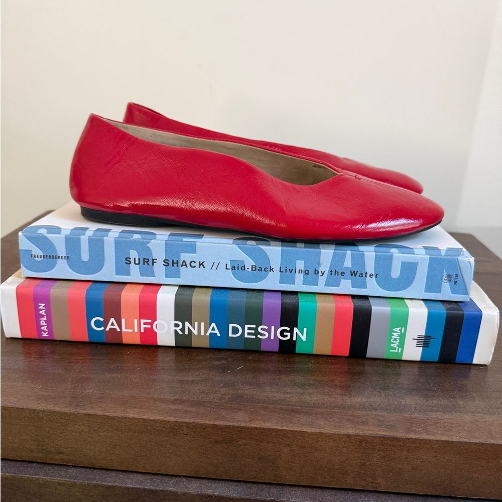 SARA Red Women's Leather Ballet Flats -